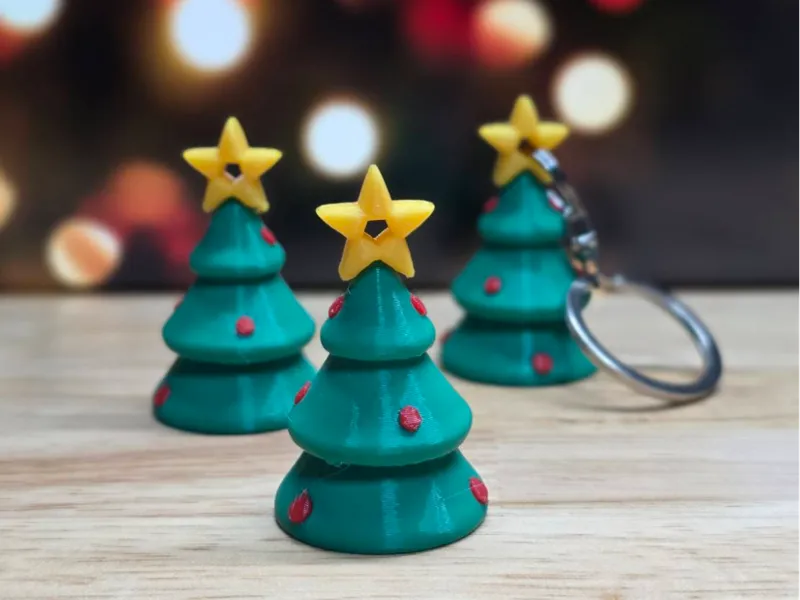 Cute Christmas Tree Keychain Multi-Color Mini Xmas