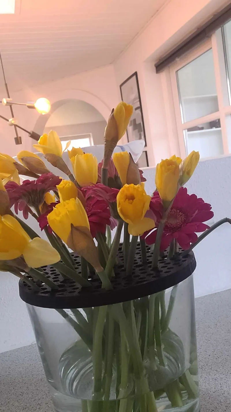 Nordic style jar flower frog, lid for a vase to arrange flowers in a stylish maner