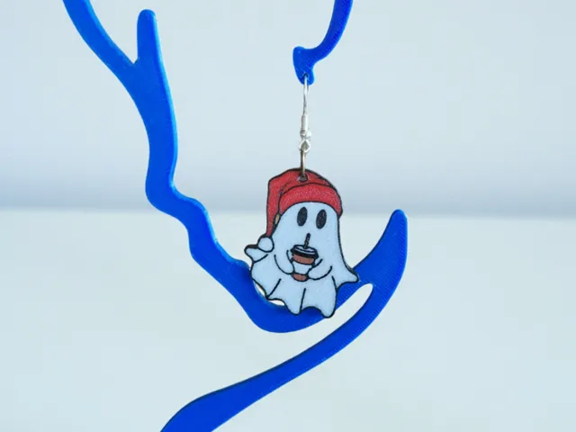 Christmas Coffee Ghost Multicolor Earrings