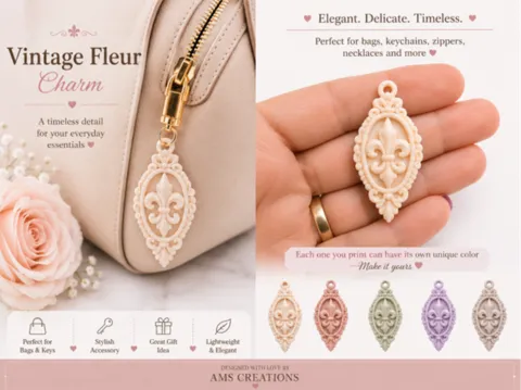 Llavero: Vintage Fleur Charm – Bag & Key Accessory — referencia de MakerWorld