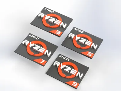 AMD Ryzen 3, 5, 7, 9 Logos (Stickers)