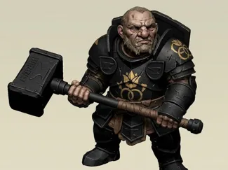 D&D Mini: Thrain Dwarf Warrior (FDM Pre-Supported)