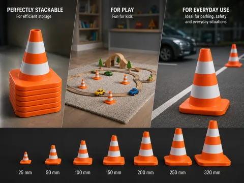 Figura decorativa: Stackable Traffic Cones – Micro to Big | 7 Sizes — referencia de MakerWorld