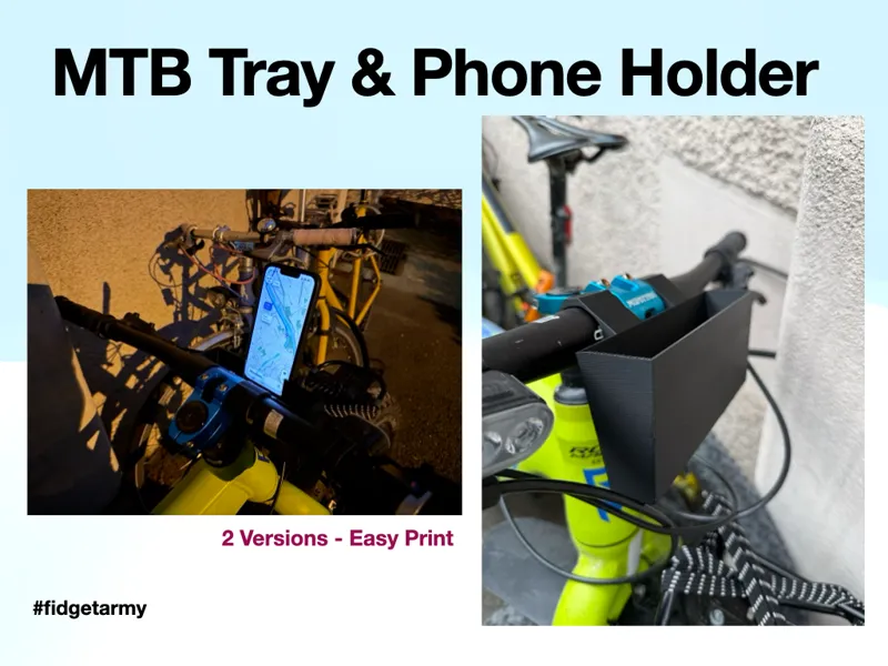 MTB Tray & Phone Holder - Clip-On Bike Mount