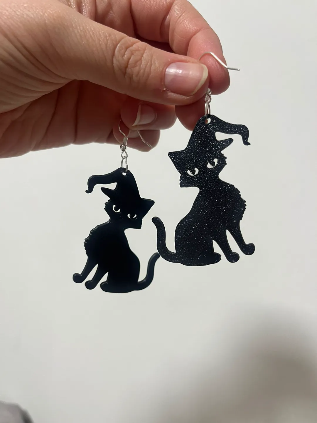 Cat with hat earrings view 3
