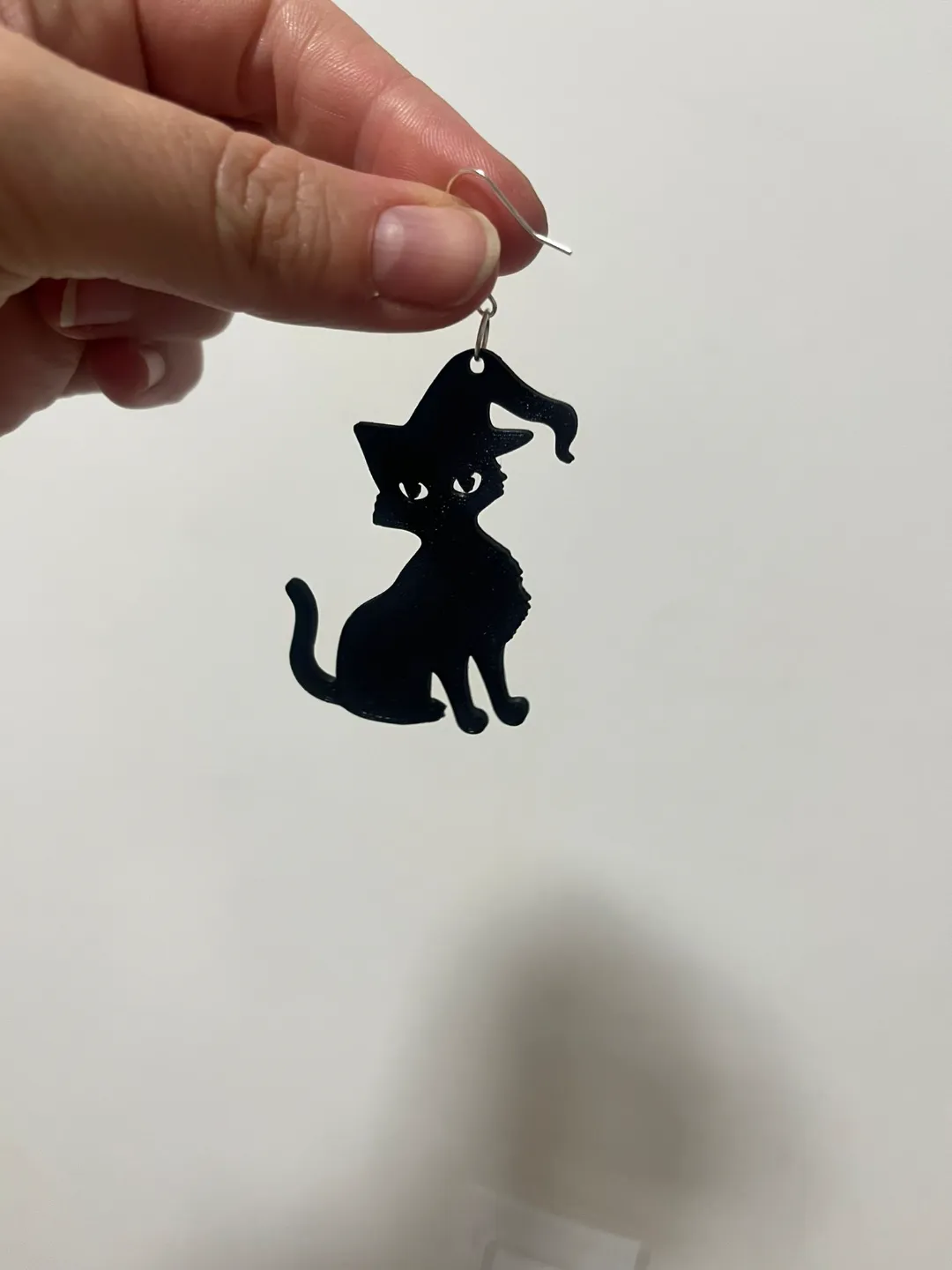 Cat with hat earrings view 2