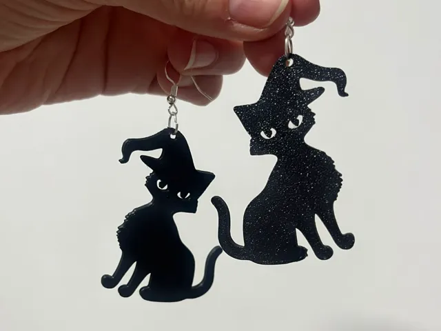Cat with hat earrings