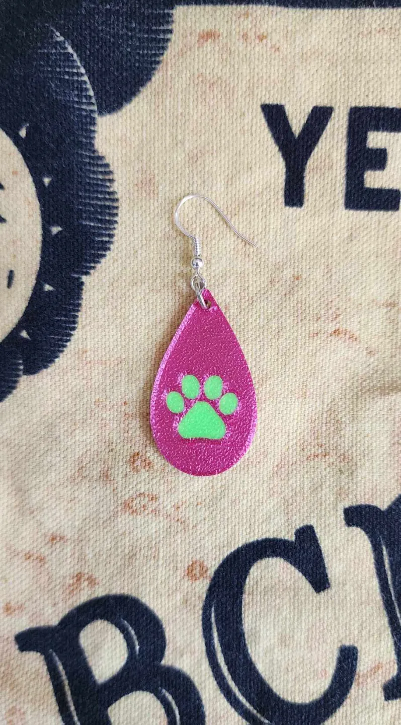 Tear Drop Paw Earrings AMS needed view 2