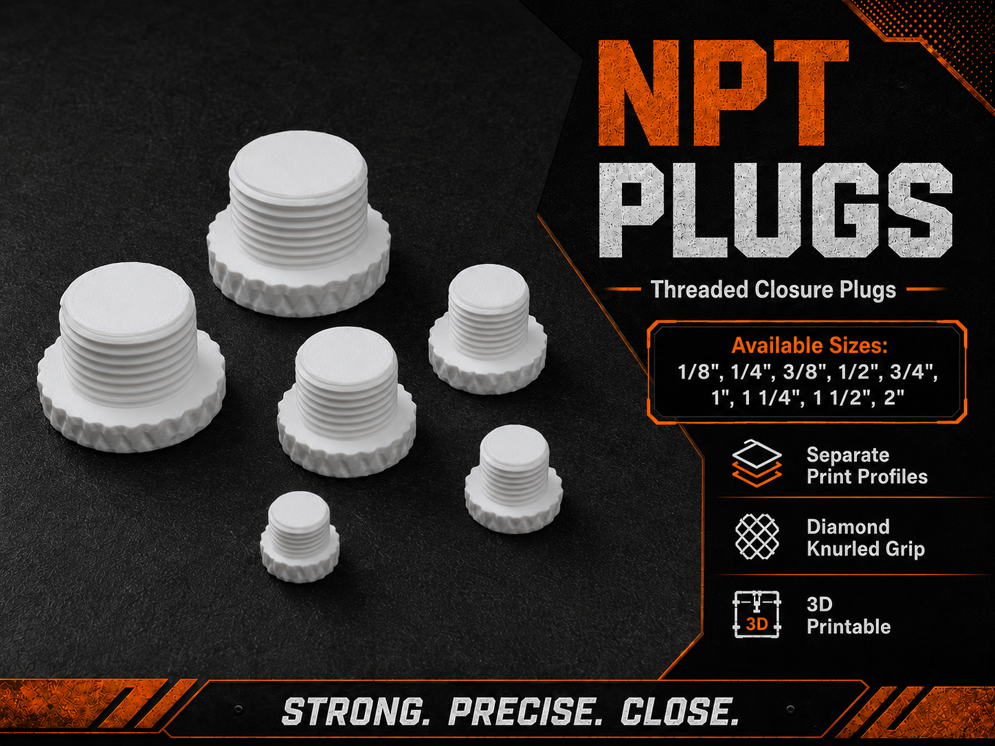 NPT Threaded Closure Plugs – Full 9-Size Set