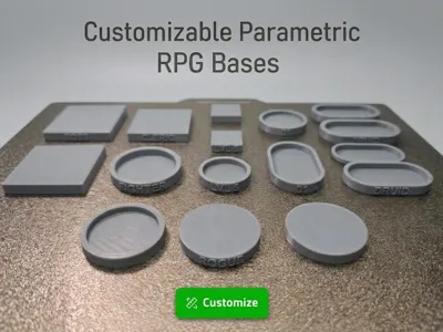 Parametric Miniature RPG Base Generator with Text