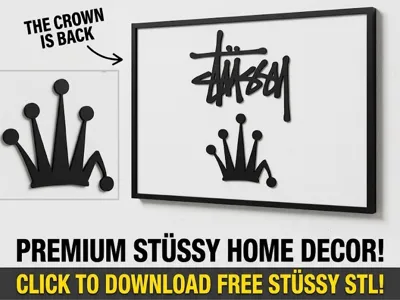 Hypebeast Stüssy Wall Sign Crown Edition