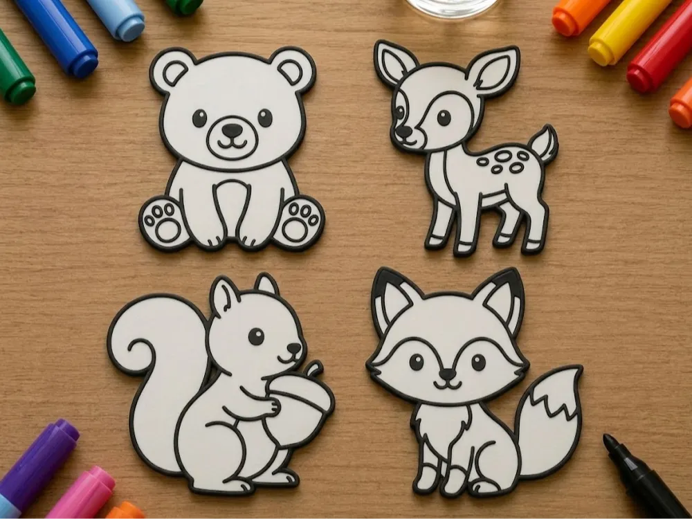 Modelo para impresión 3D: Kid's Coloring Plates - Forest Friends. Referencia del modelo original.