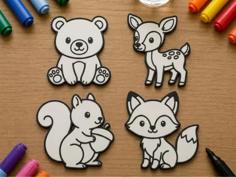 Modelo para impresión 3D: Kid's Coloring Plates - Forest Friends — referencia de MakerWorld