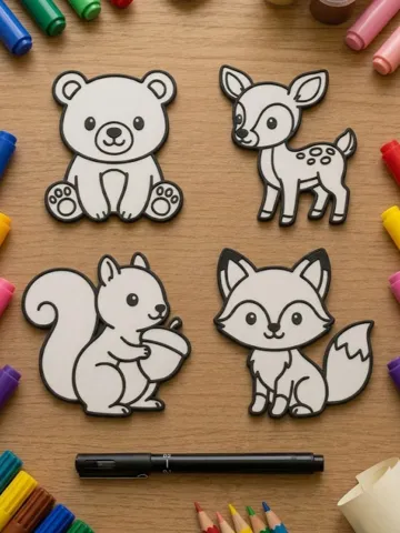 Modelo para impresión 3D: Kid's Coloring Plates - Forest Friends — vista de referencia 2