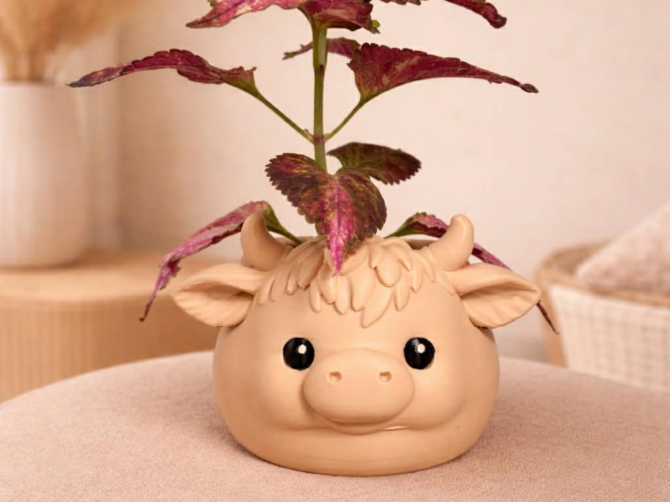 Chubby Highland Cow planter