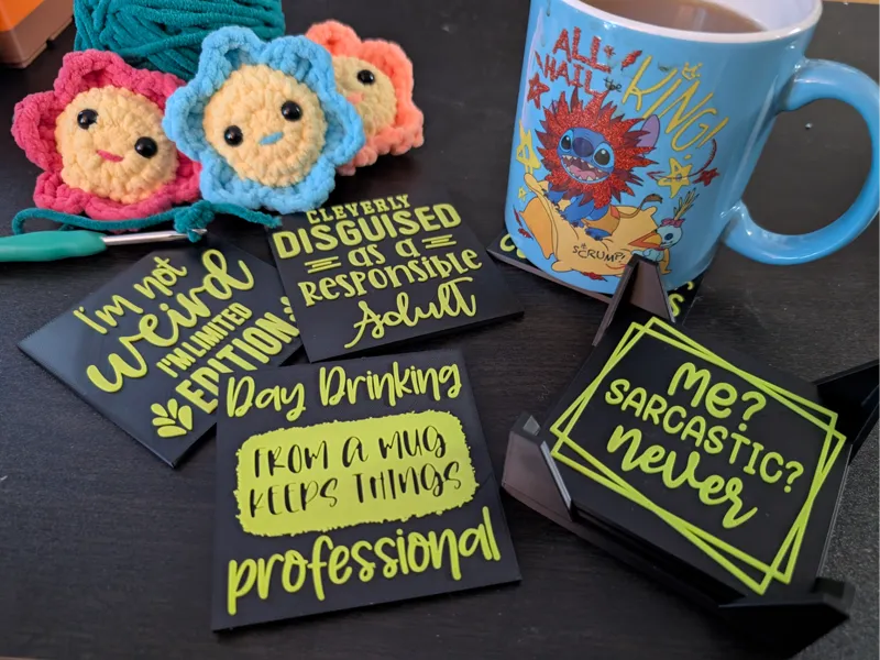 Funny Coasters #2 ~ stand included