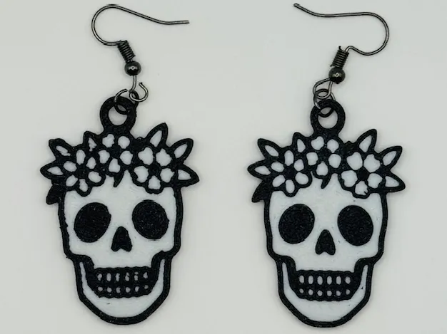 Floral Skull Earrings