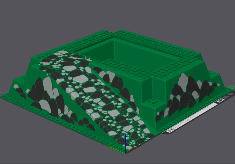 Bricks Baseplate Raised Rocks Black / Gray Print