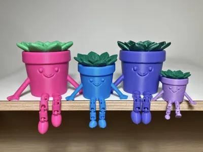 Cute Mini Flower Pot with Arms, Legs & Happy Face