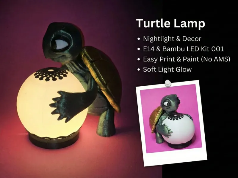 Cute Turtle Lamp  (E14 & Bambu MH001) NO AMS