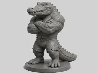 Muscle Crocodile Figurine (Stylized 3D Model)