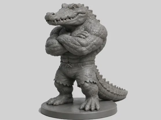 Muscle Crocodile Figurine (Stylized 3D Model)