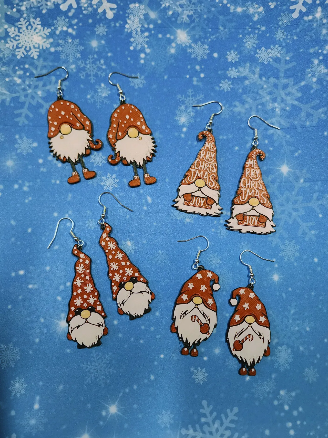 Christmas Gnome Earrings, No AMS, Quick Print view 2