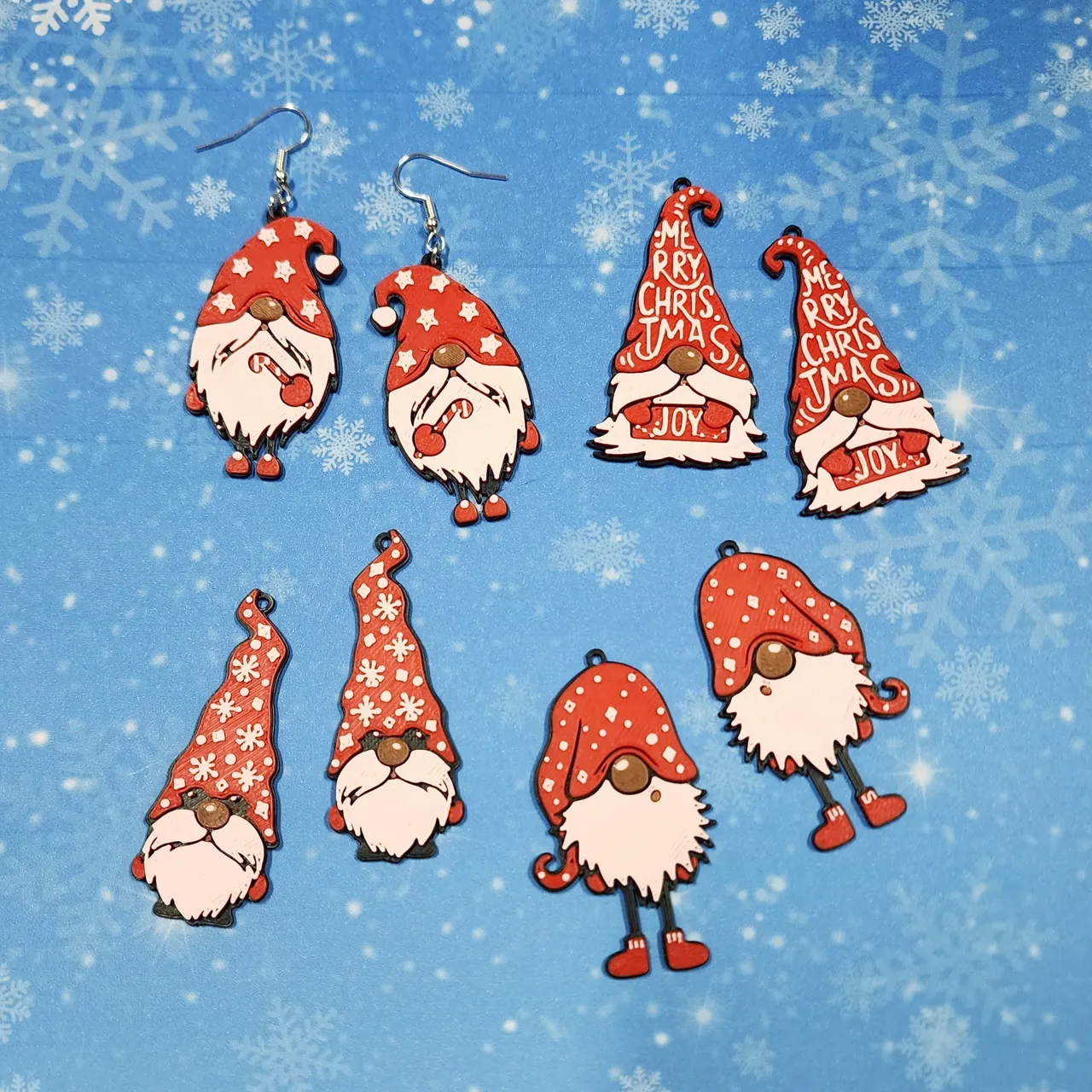 Christmas Gnome Earrings, No AMS, Quick Print view 4