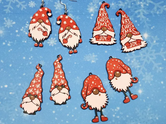 Christmas Gnome Earrings, No AMS, Quick Print