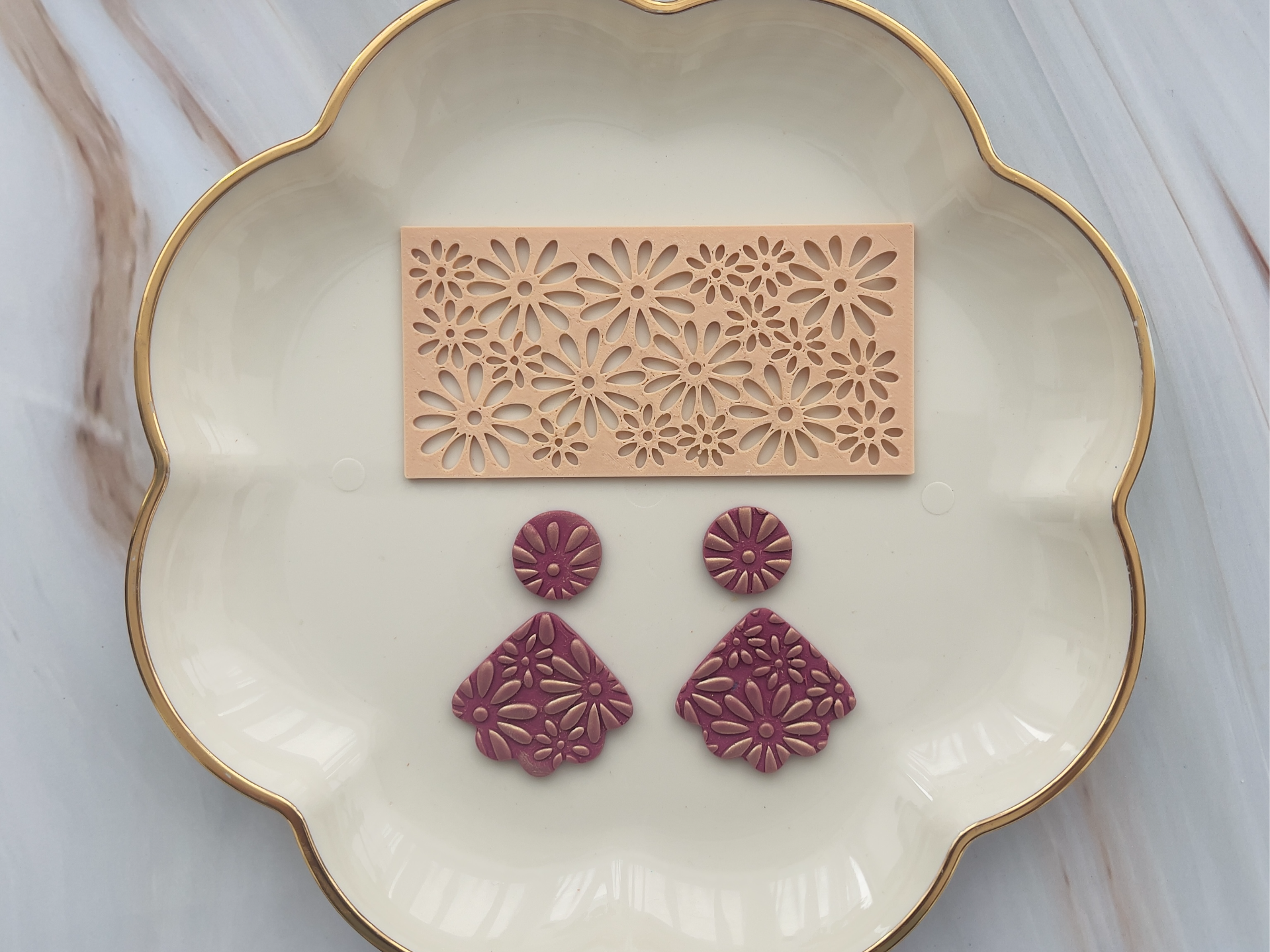 Flowers Polymer Clay Stencil