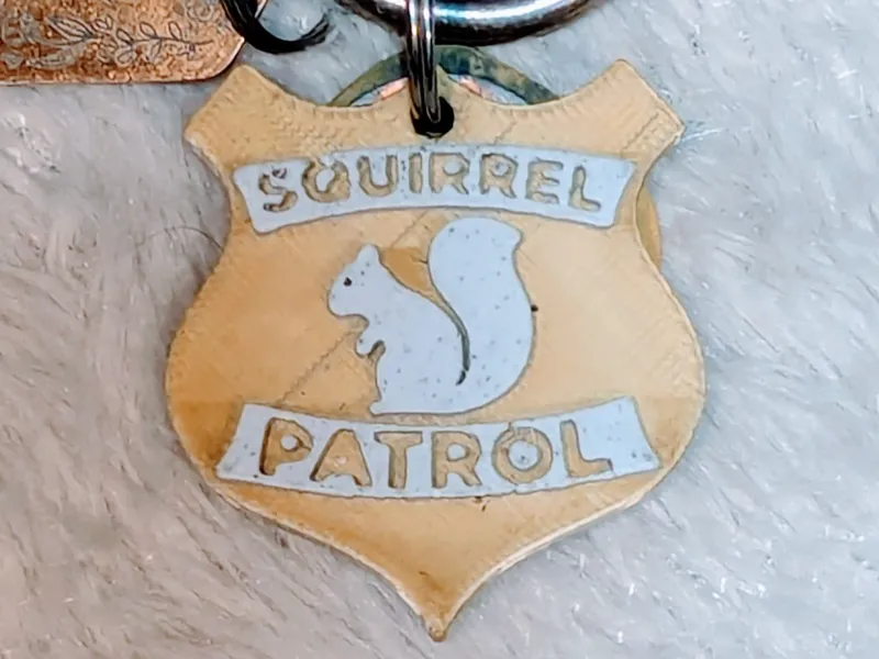 Squirrel Patrol Badge Dog Tag for Dog Collars