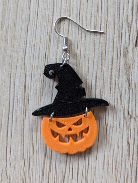 Halloween Earrings - Pumpkin Witch view 4