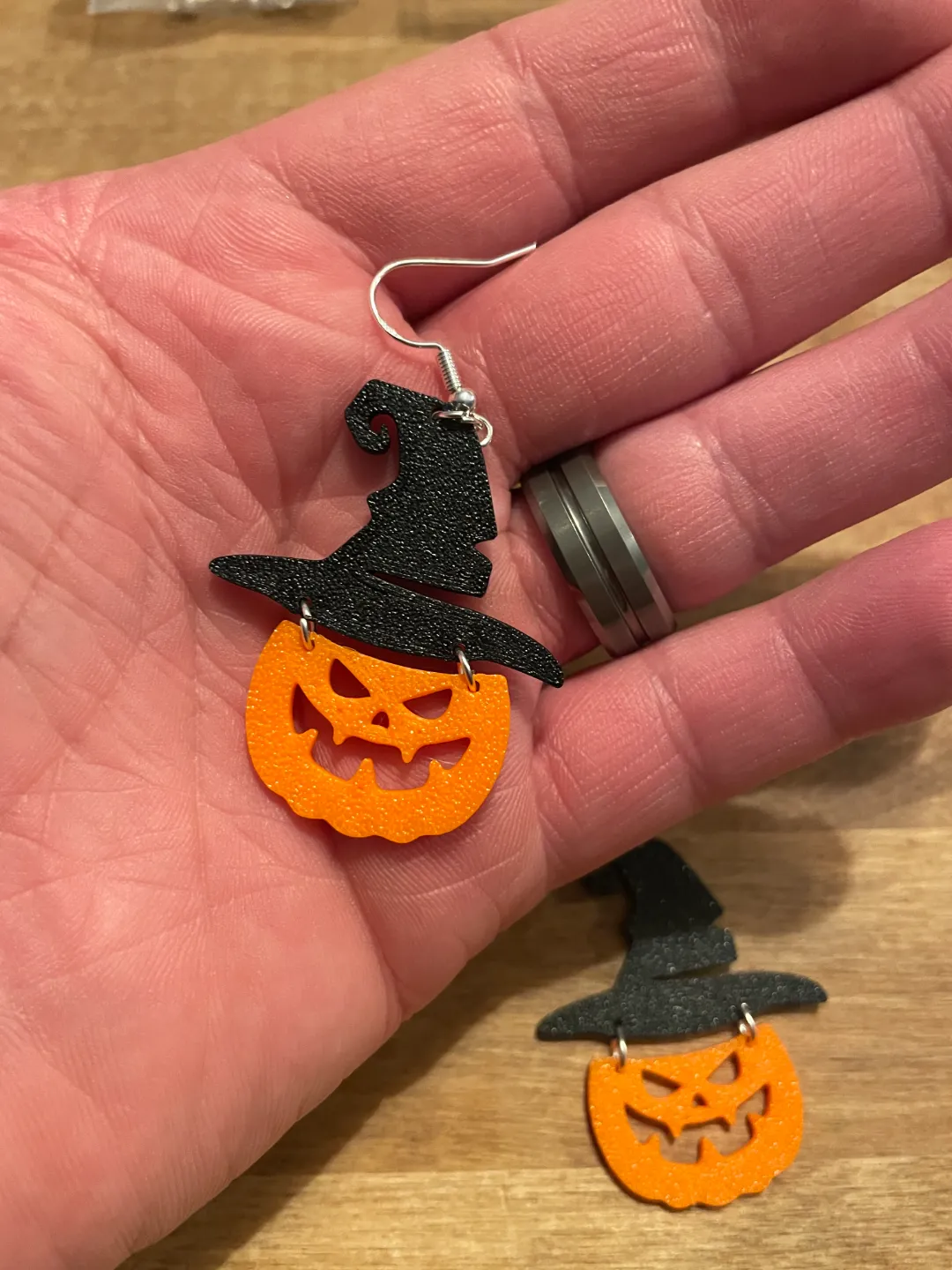 Halloween Earrings - Pumpkin Witch view 2
