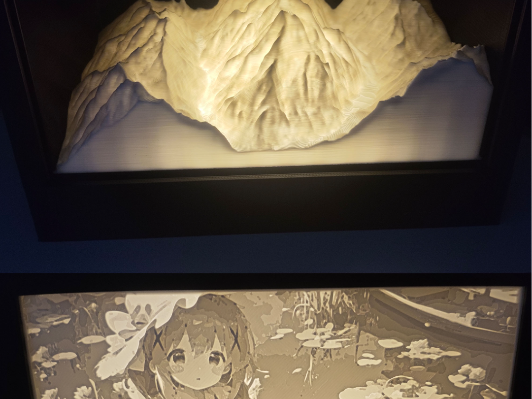 雪山&透光浮雕画二合一夜灯