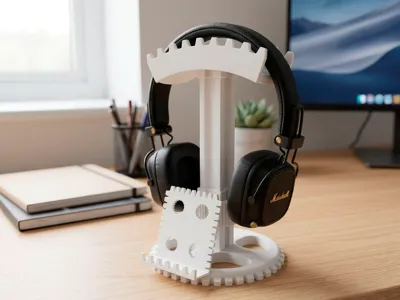 Gear Headphone Stand with Tablet/Phone Holder