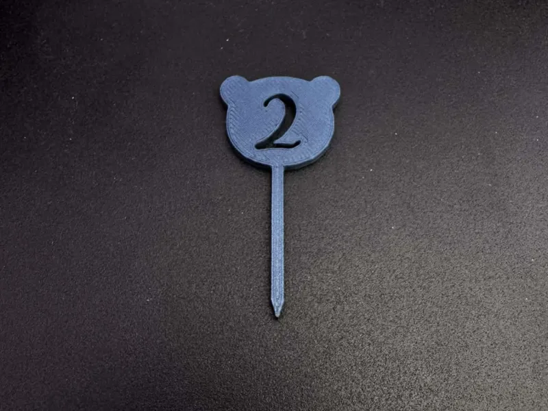 Cute Bear Number 2 Cupcake Topper