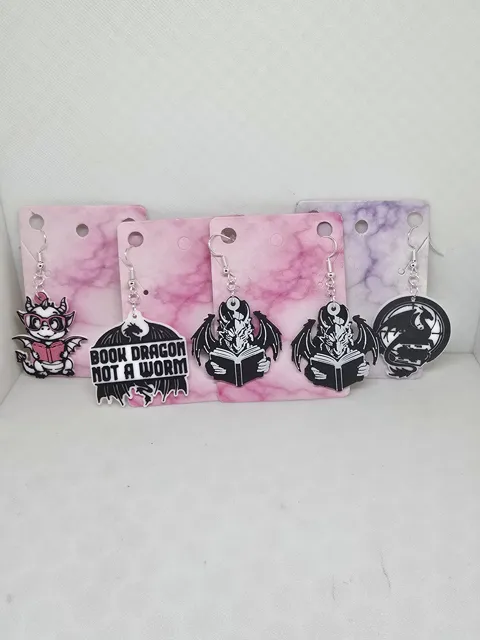 Book Dragon Earrings