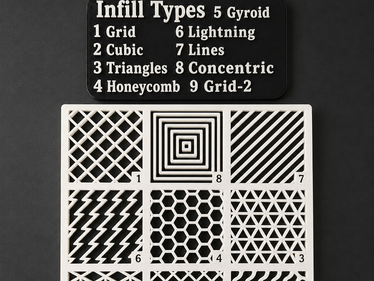 Bambu Lab Infill Pattern Reference Display