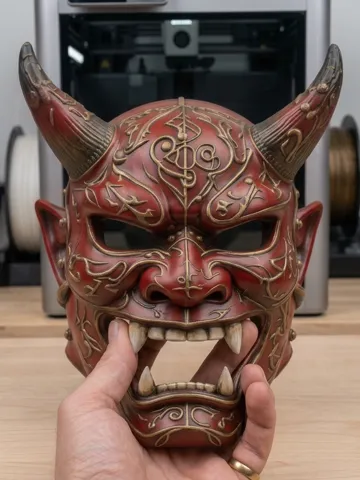 Pieza para disfraz o exhibición: Ornate Oni Mask – Decorative Wearable Wall Mask — vista de referencia 2