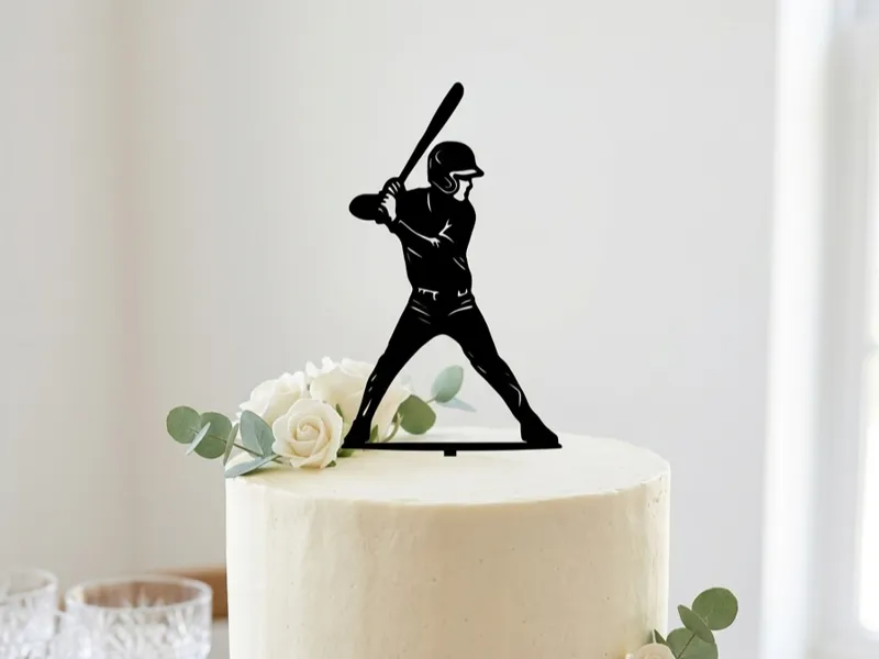 Baseball player cake topper