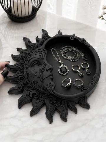 Organizador: Goth Celestial Sun Face Jewelry Organizer Tray — vista de referencia 2