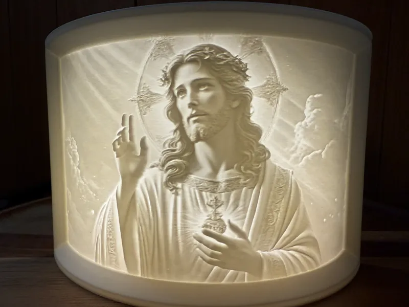 Jesus with Halo and Sacred Heart Blessing Lighting