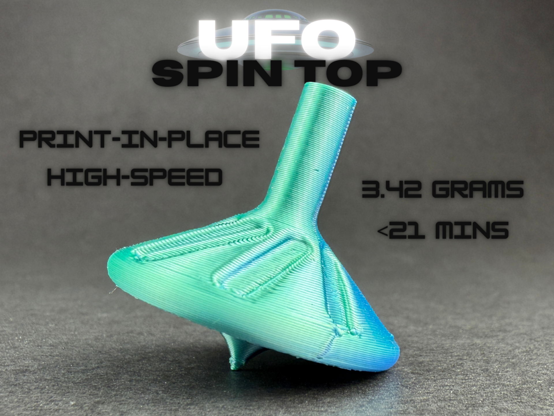 UFO Spin Top: High-Speed Print-in-Place Fidget