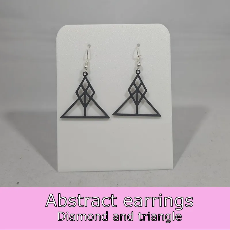 Abstract earrings - diamond and triangle view 2