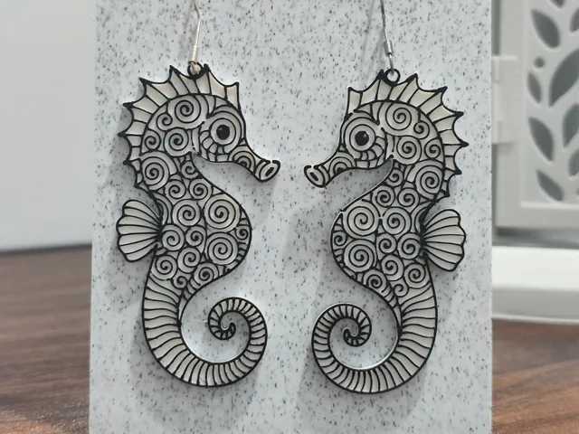 Aretes Caballito de Mar Zentangle