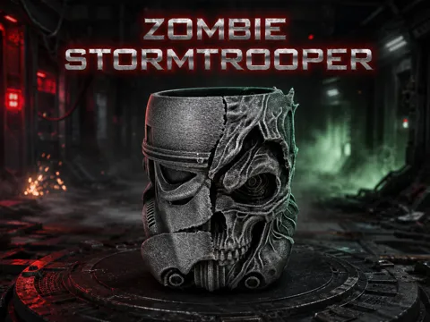 Maceta decorativa: Zombie Trooper Skull Planter & Desk Organizer — referencia de MakerWorld