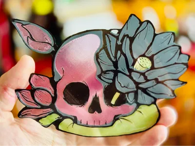 Skull on a Lily Pad Stained Glass