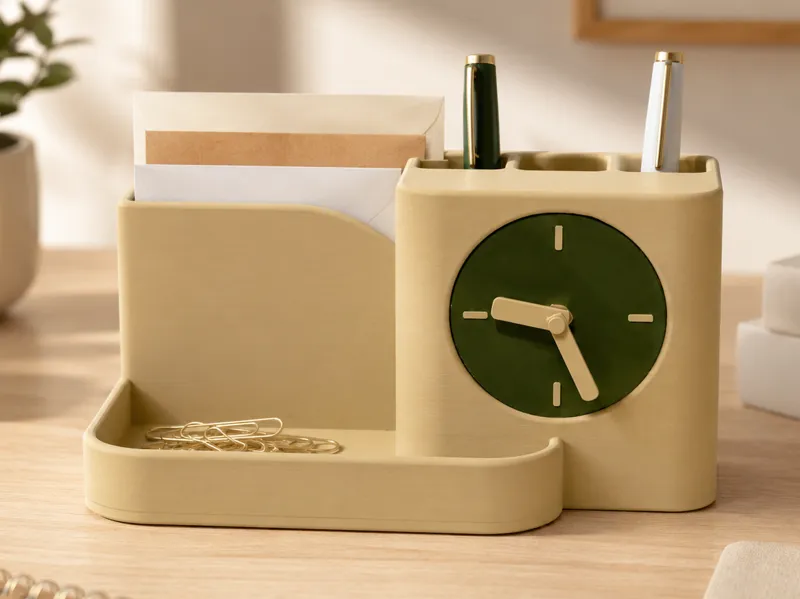 Bambu Clock Kit Desk Organizer & Pen Holder