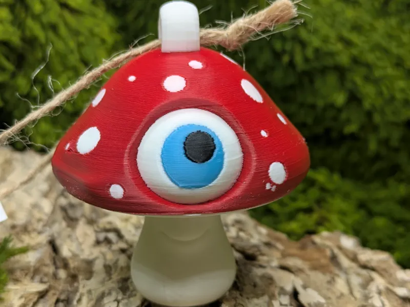 One-eyed mushroom ornament