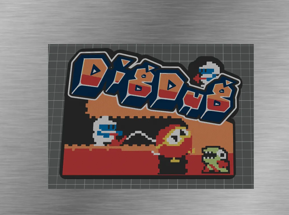 Dig Dug Arcade Logo W Characters - Free 3D Print Model - MakerWorld